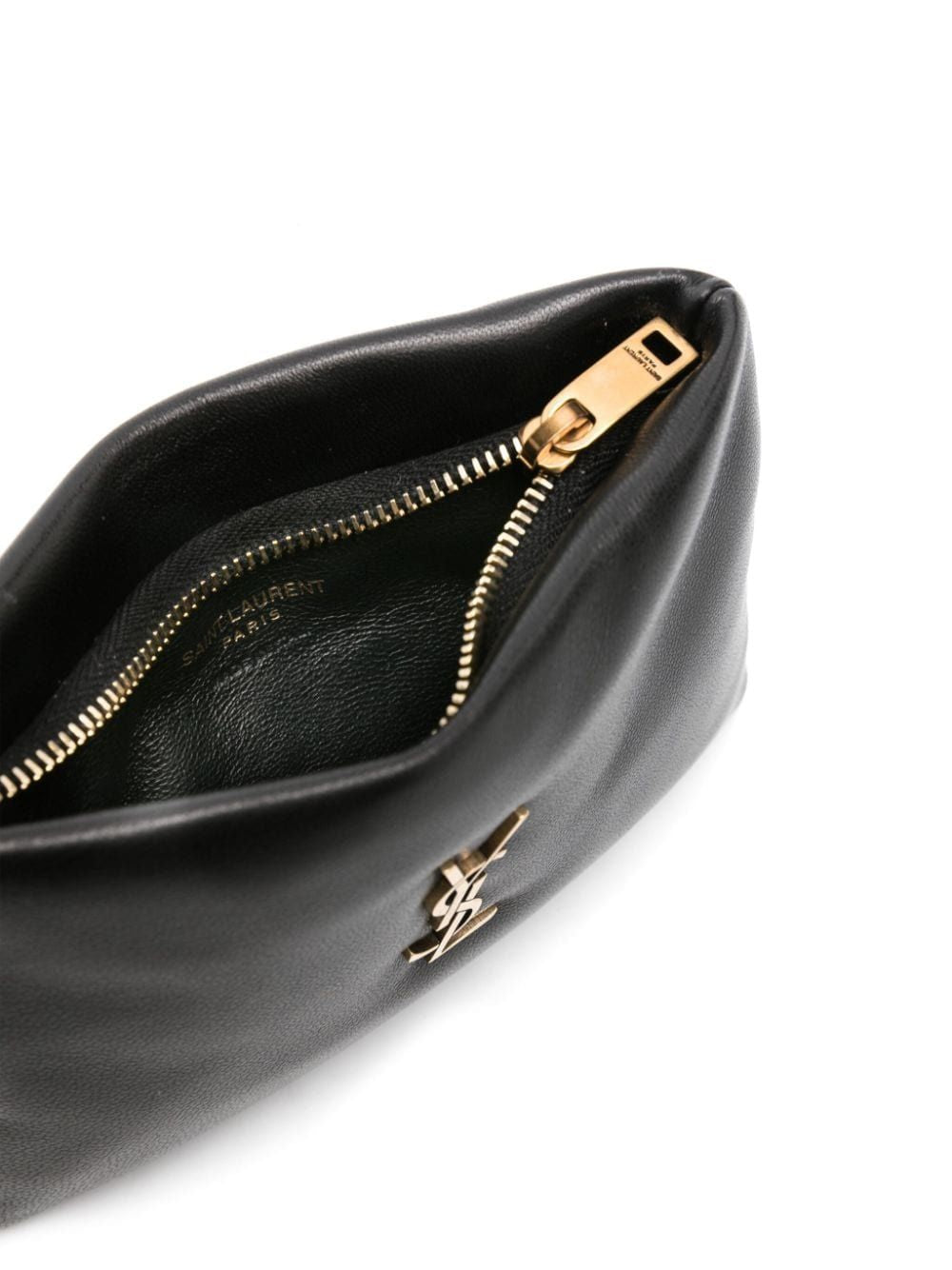 SAINT LAURENT Mini Calypso Black Pouchette with Gold Logo for Women