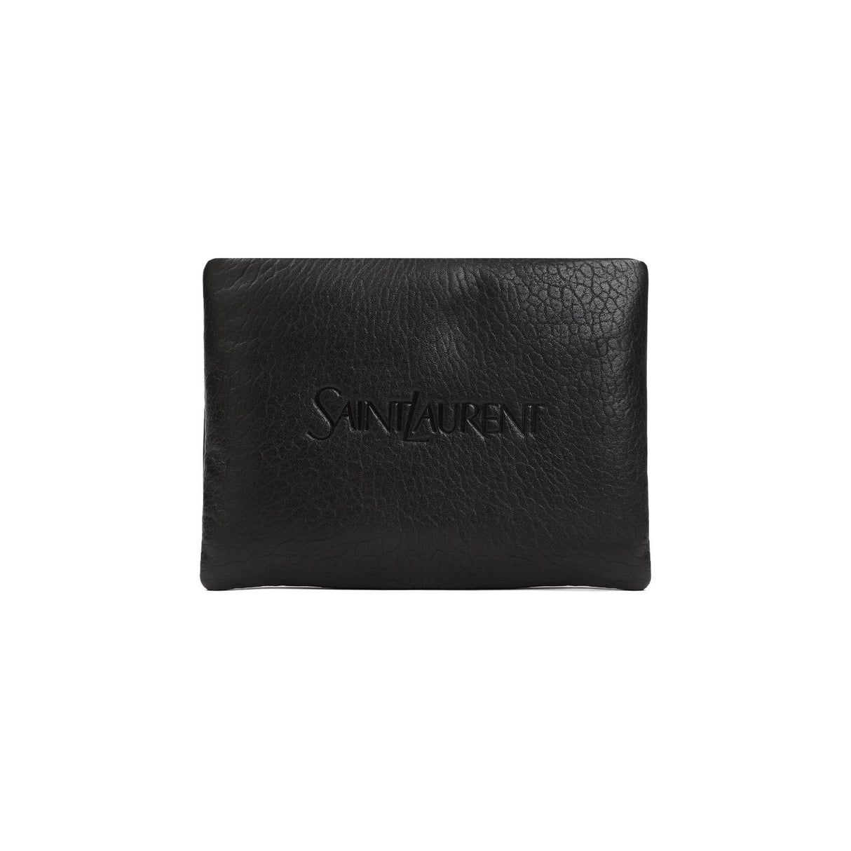 SAINT LAURENT Black Leather Men's Wallet - Small YSL Pillows - Spring/Summer 2024