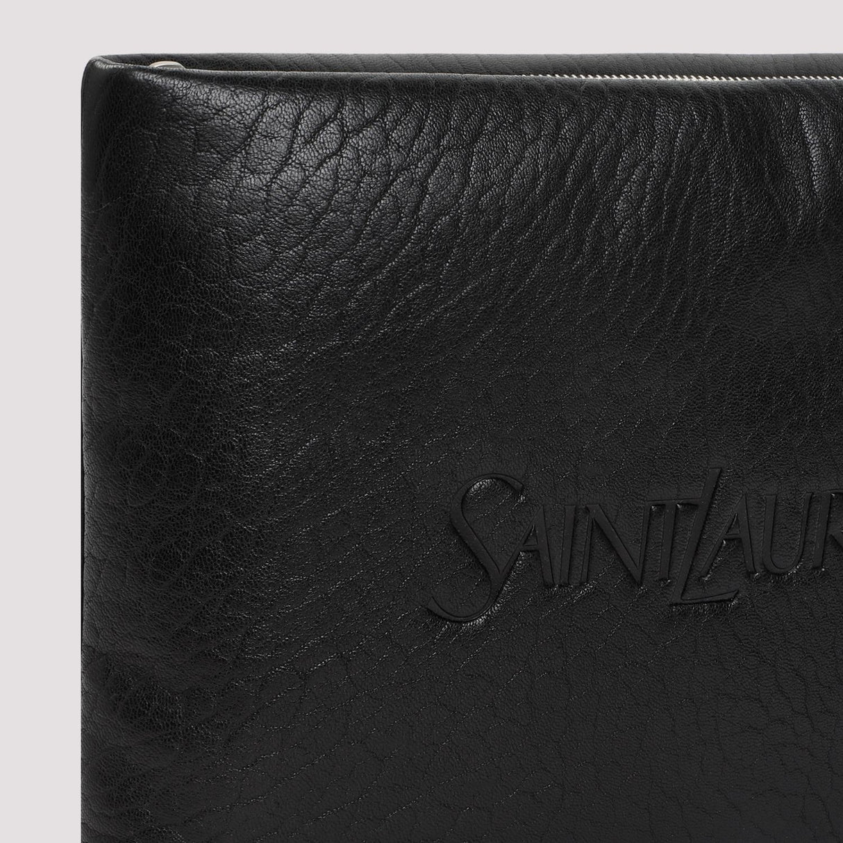 SAINT LAURENT Luxurious Black Leather Pouch for Men - SS24 Collection