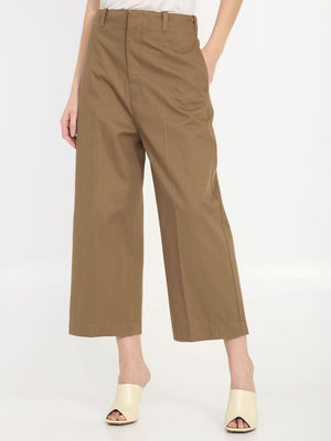 Cropped Tailored Trousers in Brown for Women - SS24 Collection