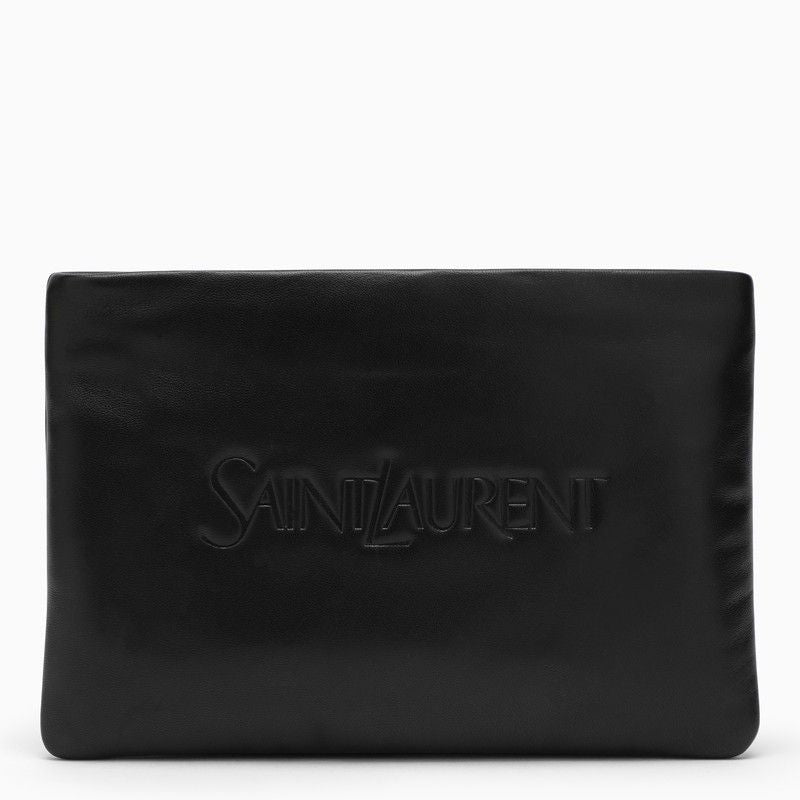 Padded Black Lambskin Clutch Handbag | SS24 Collection