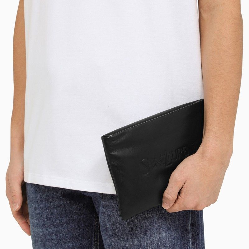 Padded Black Lambskin Clutch Handbag | SS24 Collection