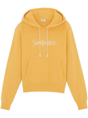 SAINT LAURENT Women's Logo Print Hoodie in Yellow and Orange for SS24