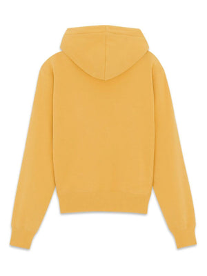 SAINT LAURENT Women's Logo Print Hoodie in Yellow and Orange for SS24