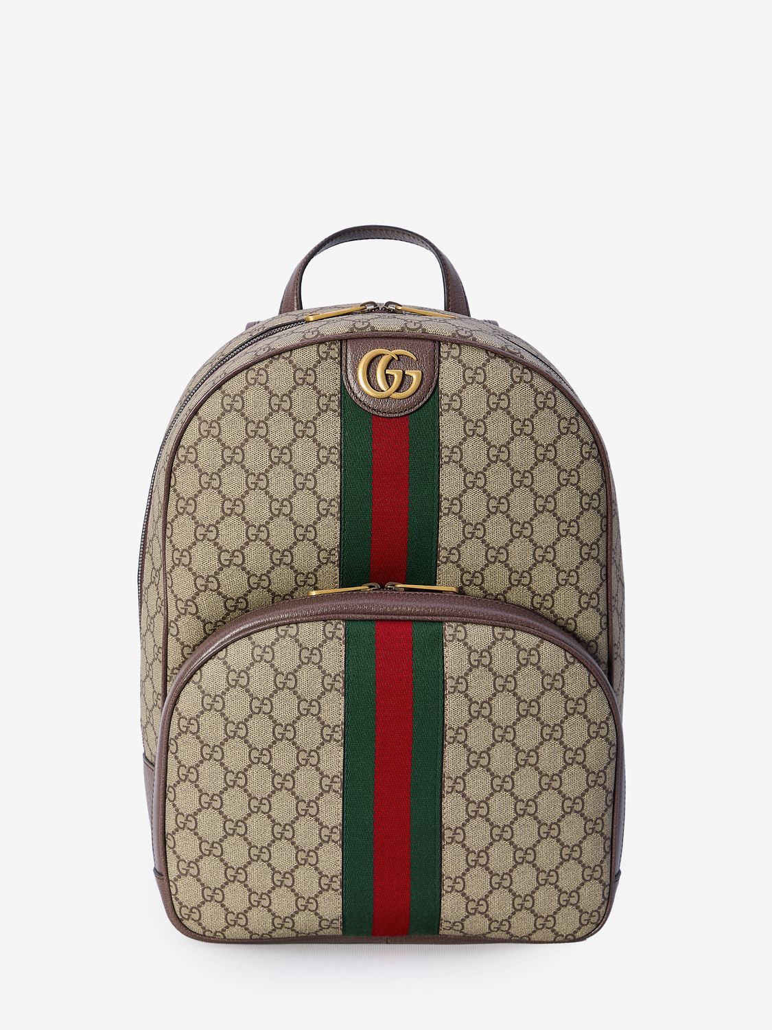 GUCCI Elegant Canvas Backpack with Iconic Striped Web - 28x40x15 cm