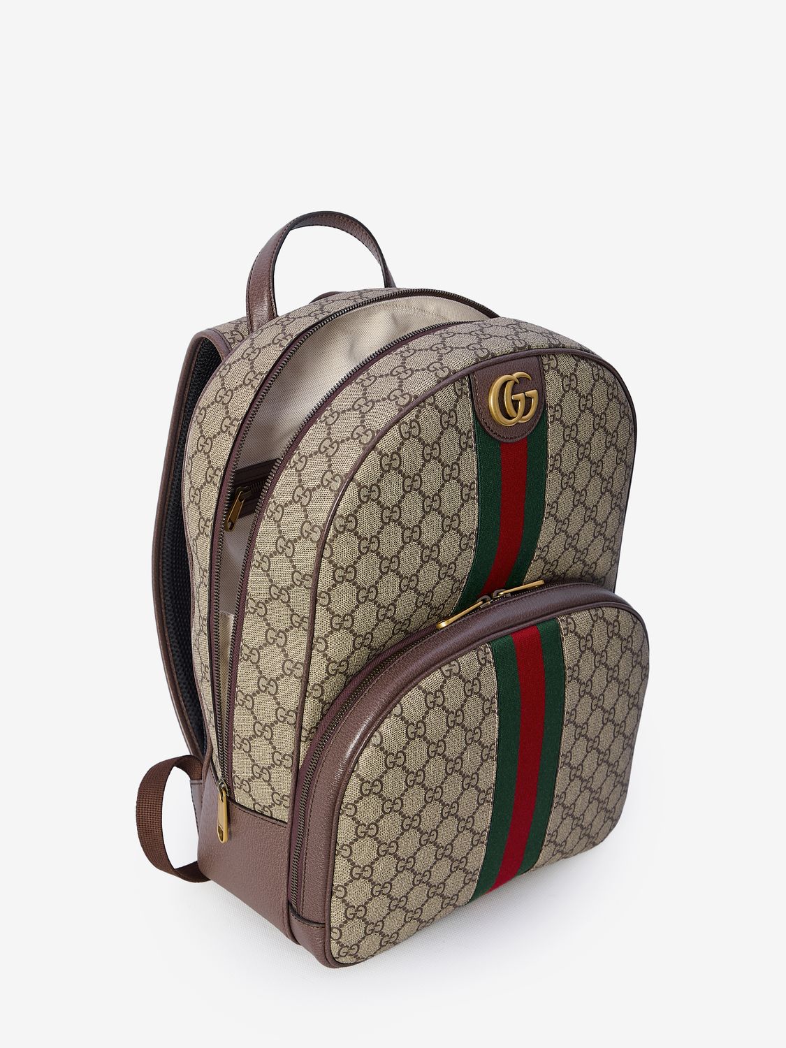 GUCCI Elegant Canvas Backpack with Iconic Striped Web - 28x40x15 cm