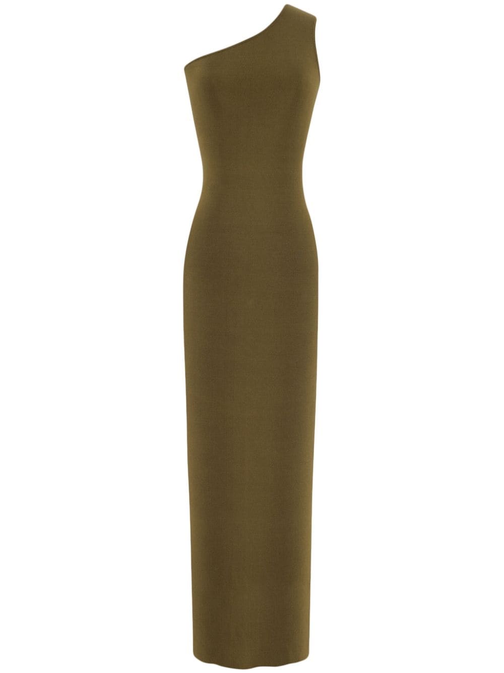 SAINT LAURENT Green One-Shoulder Silk Dress for Women