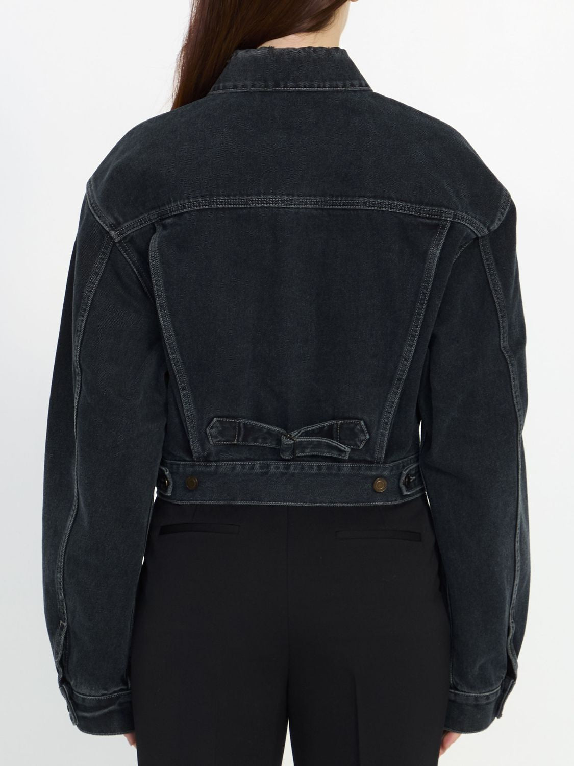 SAINT LAURENT Black Denim Jacket - Two Buttoned Front Pockets, 100% Cotton