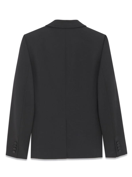 SAINT LAURENT Black Button Tuxedo Jacket for Men - SS24 Collection