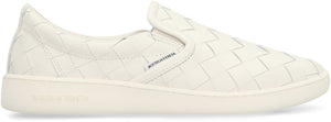 White Leather Sneakers with Intricate Detail and Round Toe - SS24 Collection
