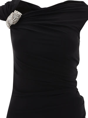 Asymmetric Crystal Knot Dress for Women in Black - مجموعة SS24