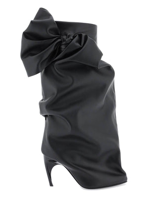 ALEXANDER MCQUEEN Sculptural Faux Leather Boots with Oversize Bow