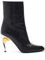 ALEXANDER MCQUEEN Almond Toe Black Leather Ankle Boots with 95mm Heel