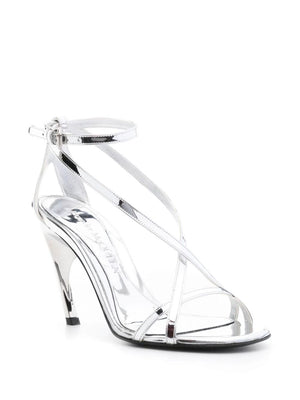 Twisted Armadillo 95mm Grey Patent Sandals for SS24