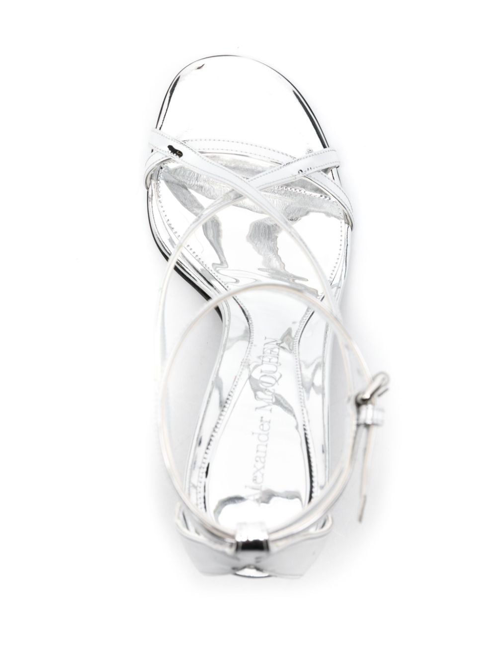 ALEXANDER MCQUEEN Elegant and Chic Silver Heel Sandals - 24SS Collection