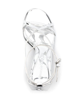 ALEXANDER MCQUEEN Elegant and Chic Silver Heel Sandals - 24SS Collection