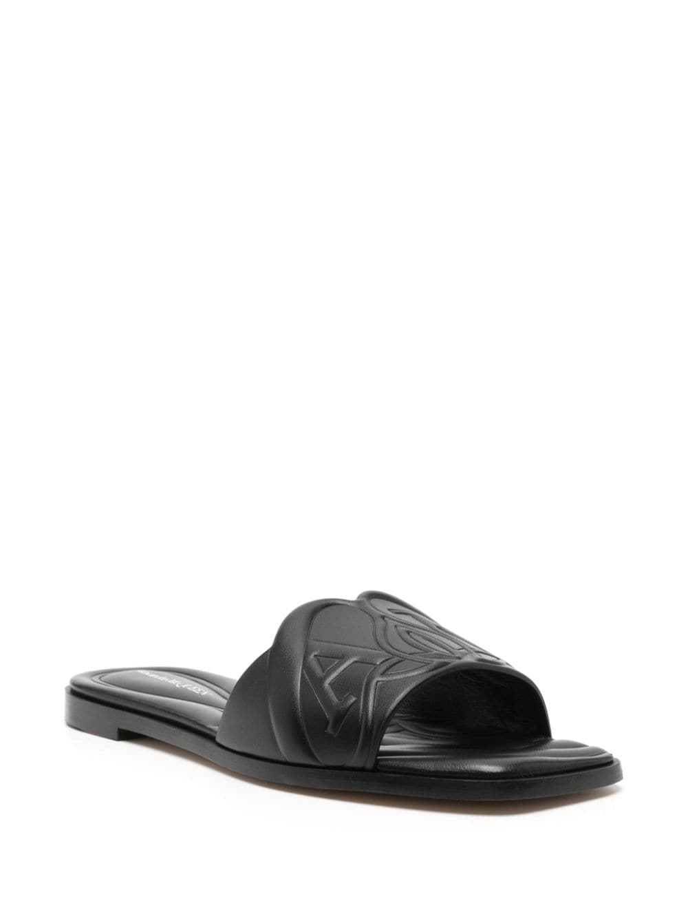 ALEXANDER MCQUEEN Black Leather Mule/Slippers for Women - 24SS Fashion