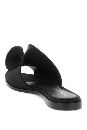 ALEXANDER MCQUEEN Black Silk Adorned Slide Sandals for Women