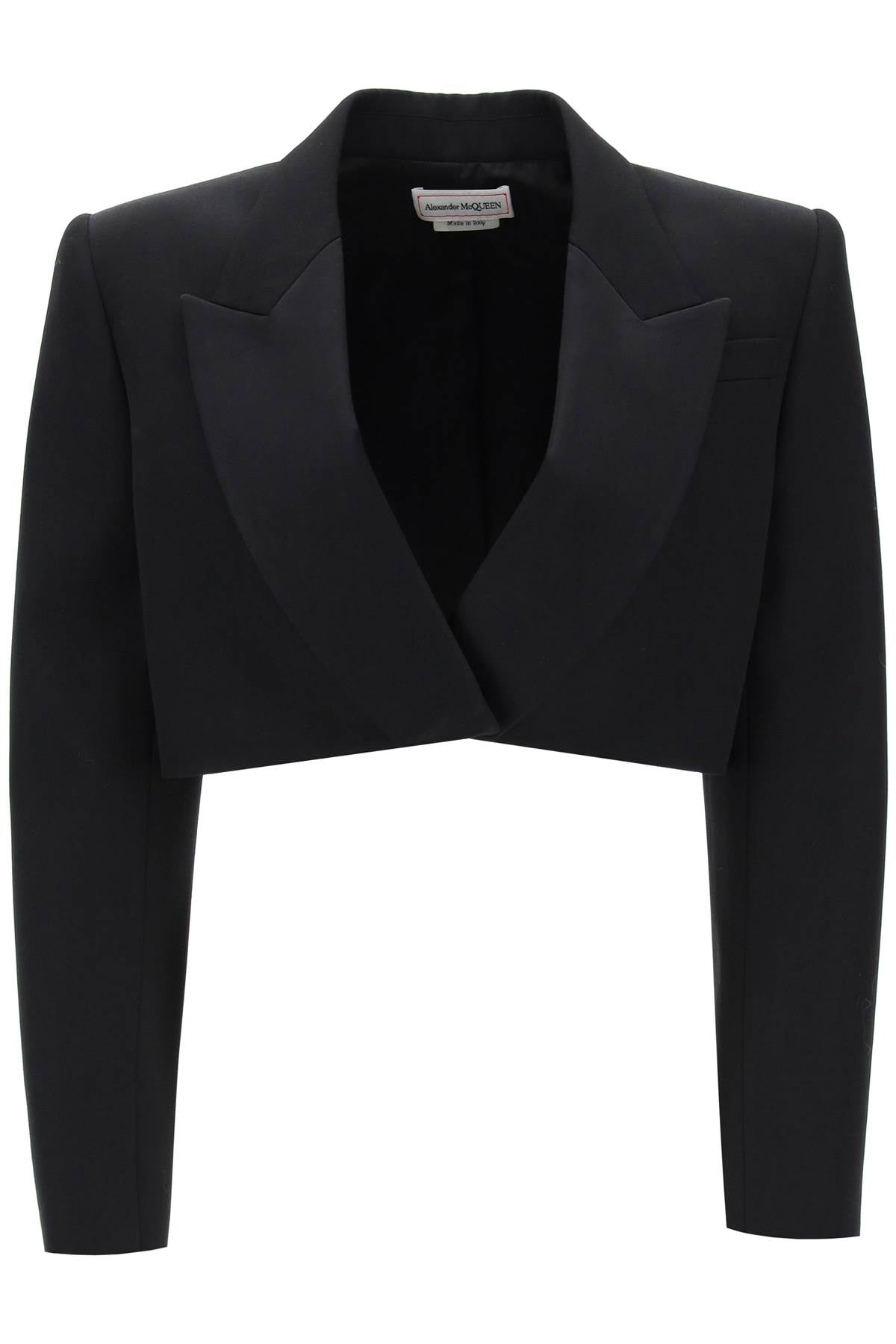 Pure Wool Cropped Tuxedo Jacket for Women