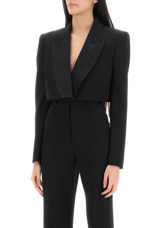 Pure Wool Cropped Tuxedo Jacket for Women