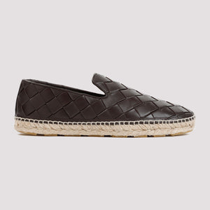 BOTTEGA VENETA Brown Calf Leather Espadrille Moccasins for Men - SS24 Collection