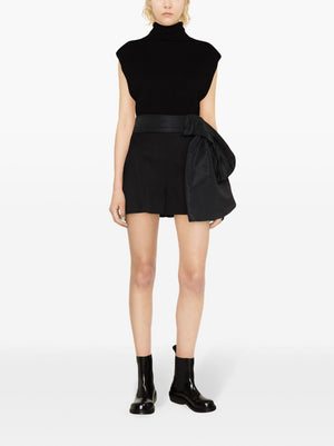 ALEXANDER MCQUEEN Black Wool Shorts with Decorative Bow for Women - SS24 Collection