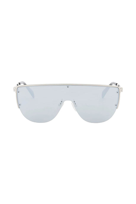 ALEXANDER MCQUEEN Silver Mirrored Lens Sunglasses with Mask-Style Frame