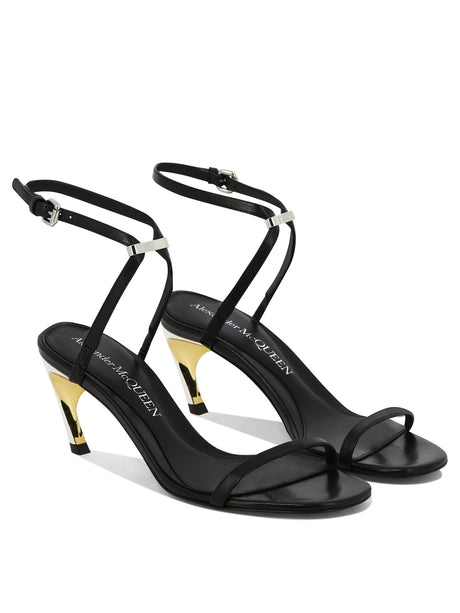 ALEXANDER MCQUEEN Sleek Black Leather Sandals for Women from SS24 Collection