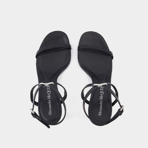 ALEXANDER MCQUEEN Sleek Black Leather Sandals for Women from SS24 Collection