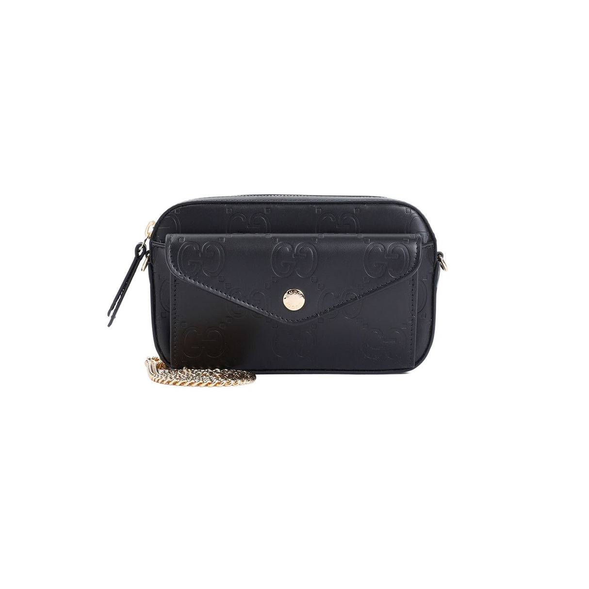 GUCCI Elegant Mini Black Leather Crossbody - 18x11x4cm