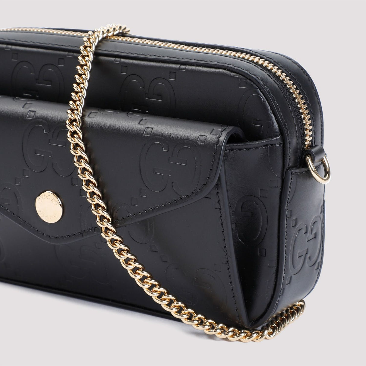 GUCCI Elegant Mini Black Leather Crossbody - 18x11x4cm