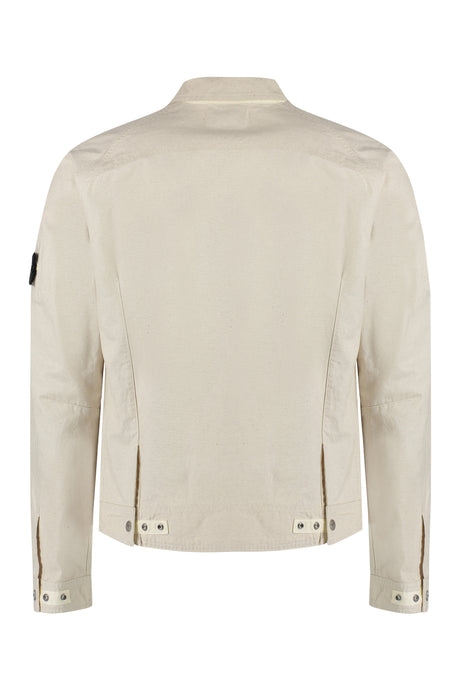 Áo khoác trắng phong cách nam SS23 - Cổ điển, 4 túi trước, đường xẻ sau kép