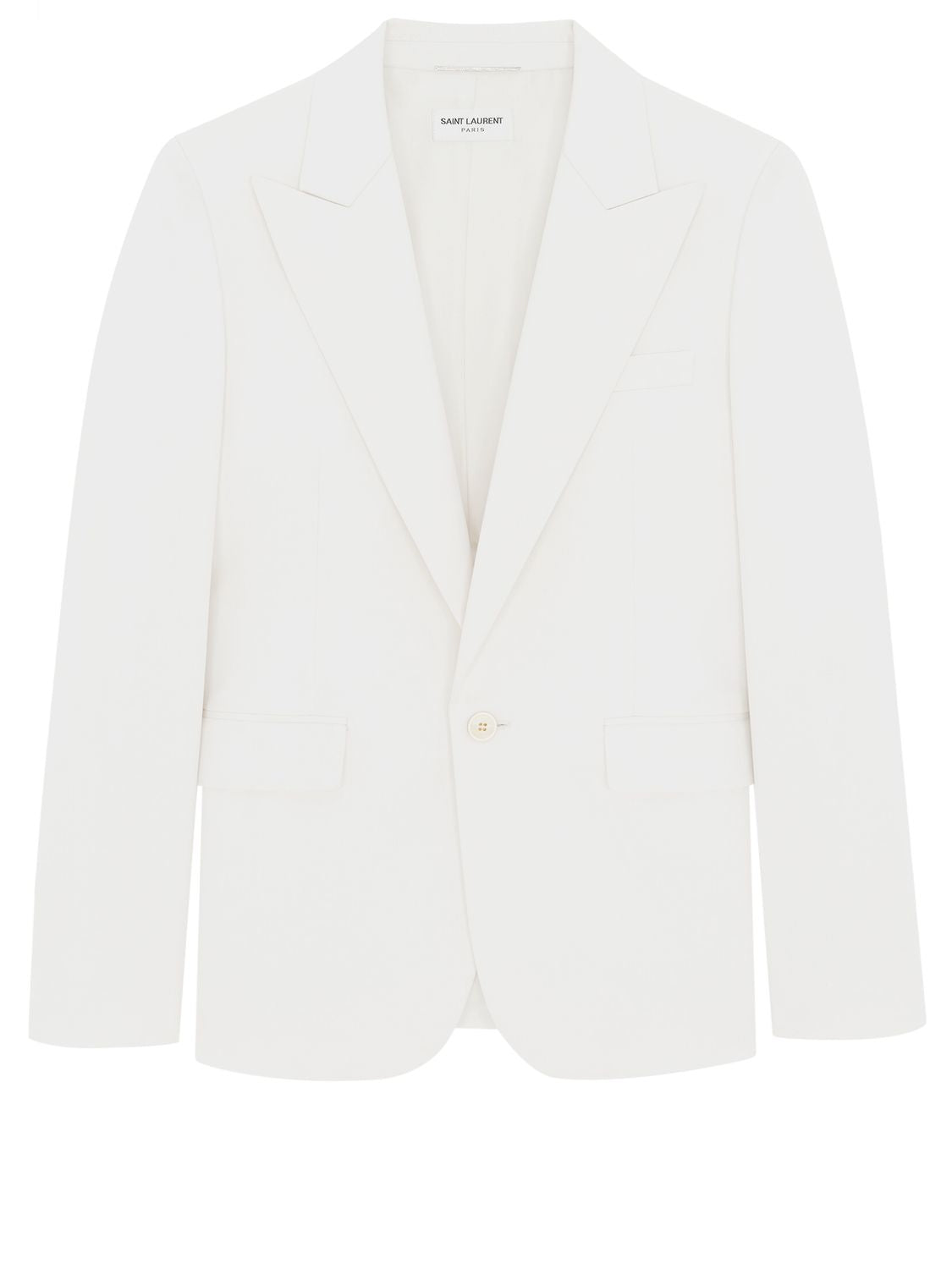 SAINT LAURENT Elegant Off-White Wool Gabardine Jacket