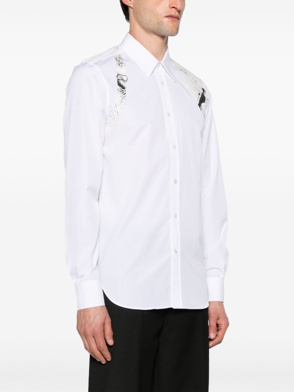 ALEXANDER MCQUEEN Men's White Printed Harness Shirt