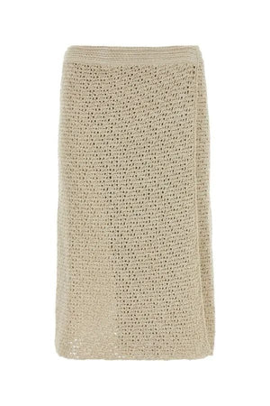 Elegant Cotton Wrap Skirt for Women - Ecru