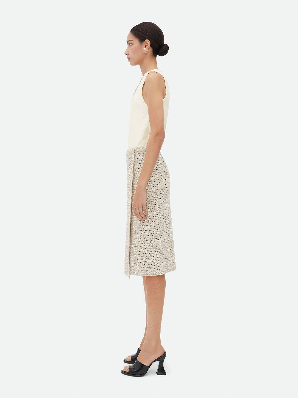 Elegant Cotton Wrap Skirt in Ecru for Women