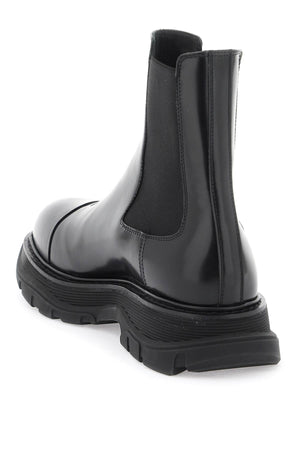 ALEXANDER MCQUEEN Men's Black Leather Chelsea Boots for SS24 Collection