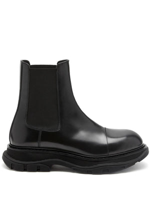 ALEXANDER MCQUEEN Men's Black Leather Chelsea Boots for SS24 Collection