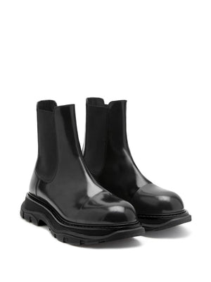 ALEXANDER MCQUEEN Men's Black Leather Chelsea Boots for SS24 Collection