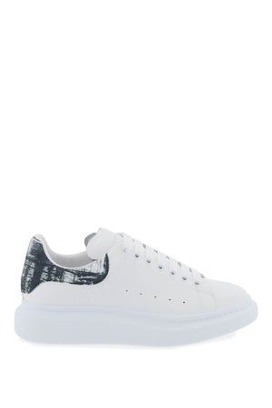 ALEXANDER MCQUEEN White Leather Low Top Sneaker with Suede Heel and Logo Imprint - Men's SS24 Fashion