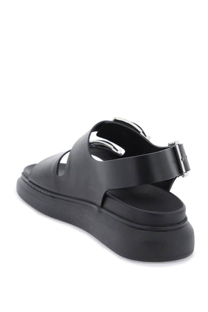 ALEXANDER MCQUEEN Men's Black Hybrid Double Buckle Sandals for SS24