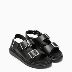 ALEXANDER MCQUEEN Men's Black Seal Sandals for SS24