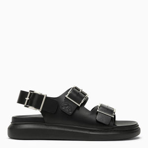 ALEXANDER MCQUEEN Men's Black Seal Sandals for SS24