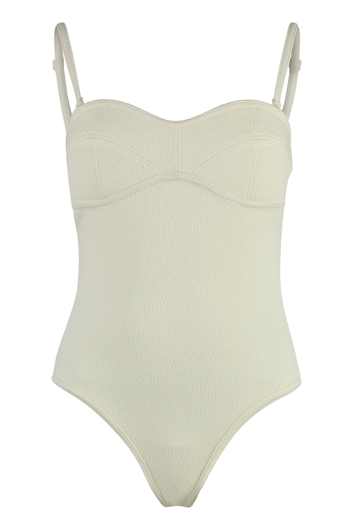 BOTTEGA VENETA White Nylon Bodysuit with Removable Straps and Sweetheart Neckline for Women