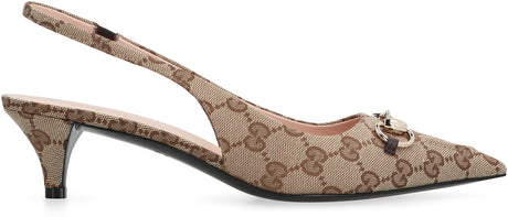 GUCCI Tan Fabric Slingback Pumps for Women