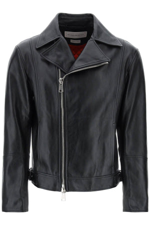 ALEXANDER MCQUEEN Sleek Black Nappa Biker Jacket for Men