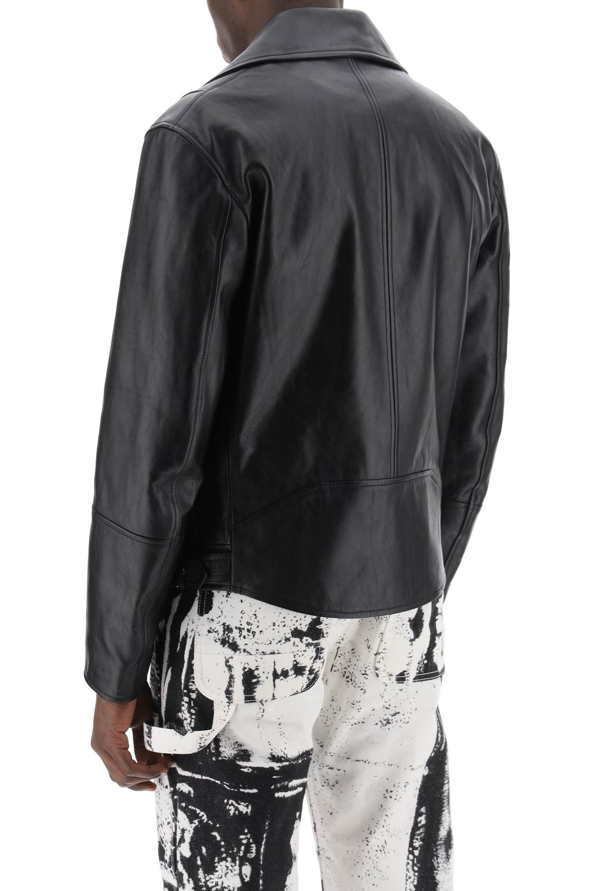 ALEXANDER MCQUEEN Sleek Black Nappa Biker Jacket for Men