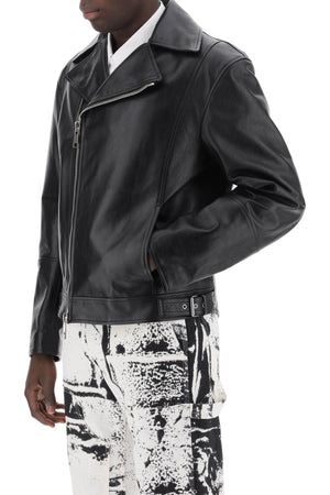 ALEXANDER MCQUEEN Sleek Black Nappa Biker Jacket for Men