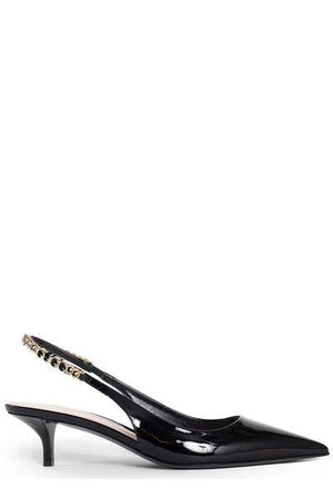 GUCCI Elegant Signature Pointed Pumps with Chain Detail, 1.77 inch Heel