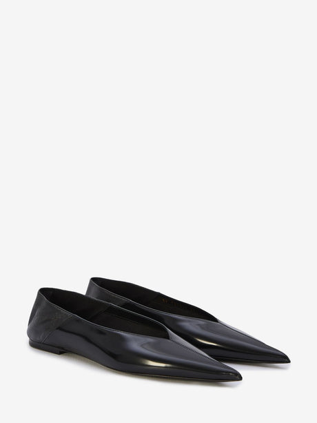 SAINT LAURENT Black Leather Pointed Toe Flats for Women